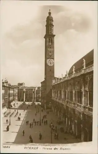 Cartoline Vicenza Piazza dei Signori/belebter Plat, Turm Gebäude 1925
