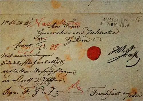 Begleitadresse zu einem Paket mit Autogramm von J.W. von Goethe, 1829 2004