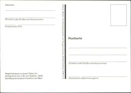 Begleitadresse zu einem Paket mit Autogramm von J.W. von Goethe, 1829 2004