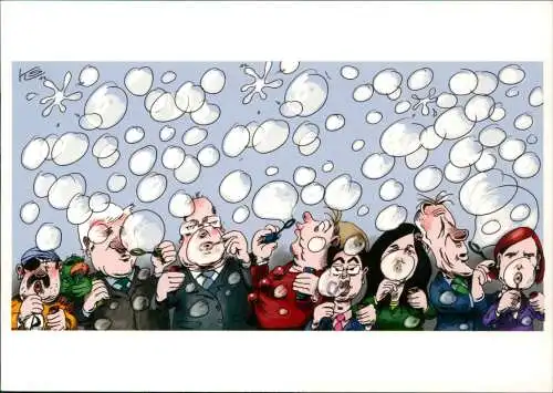 Ansichtskarte  Politik Wahlen Werbekarte Karikatur Politiker Seifenblase 2013