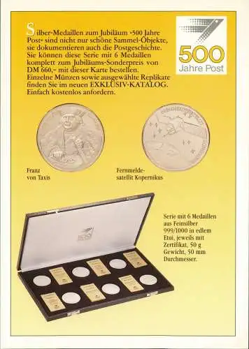 Reklame & Werbung Silber-Medaillen zum Jubiläum 500 Jahre Post 1999