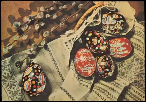 Ansichtskarte  Ostern / Eastern bemalte Ostereier Ungarn Magyar 1965