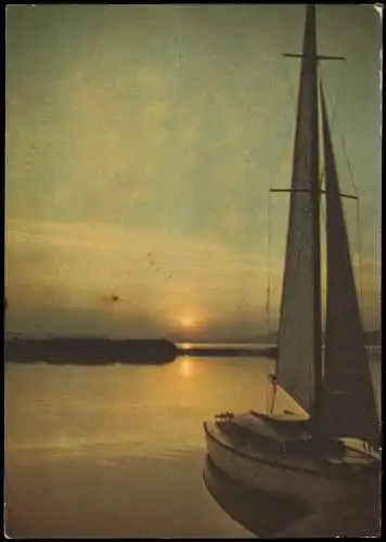 Postcard .Ungarn Balatonról Balaton Segelboot - Sonnenuntergang 1969