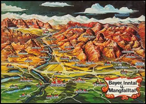 .Bayern Bayerisches Inntal u. Mangfall Landkarten Ansichtskarte 1990
