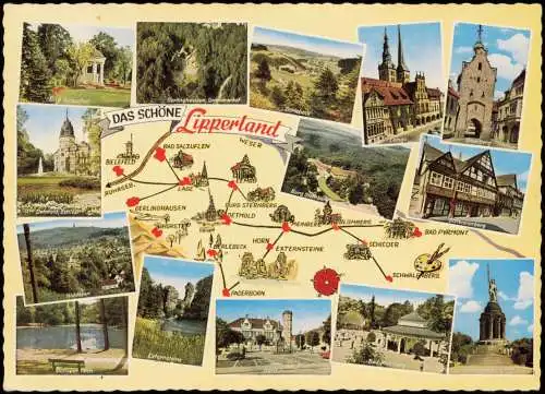 Externsteine Bad Meinberg Stadtplan Landkarten  Ansichtskarte Lipperland 1967