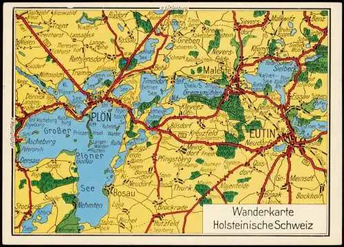 Schleswig Holstein Landkarten Ansichtskarte Holsteinische Schweiz Plön  1968