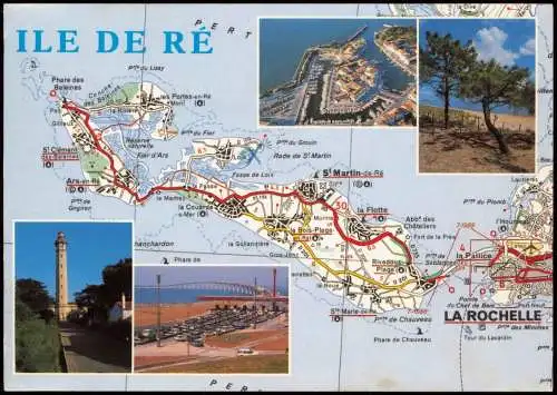 CPA Ile de Re-La Rochelle Landkarten Mehrbild Ansichtskarte 1995