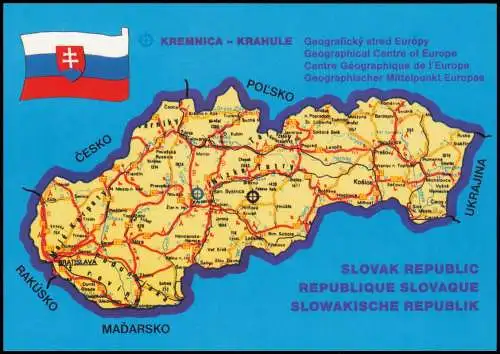 Slowenien Slovenija Landkarten Ansichtskarte Slovakia Slovenska 1993