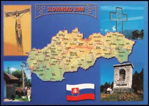 .Slowakei SLOVENSKO JE 2000 ROKOV KRESŤANSKÉ A BUDE NAVEKY/Landkarten 1993