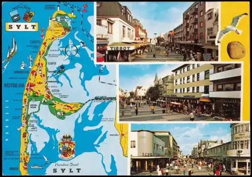 Westerland-Sylt Landkarten Ansichtskarte - Straßenansichten 1971