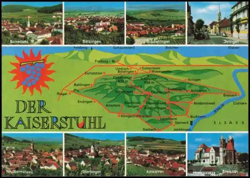 .Baden-Württemberg Landkarten u. Mehrbild Ansichtskarte Städte Kaiserstuhl 1979