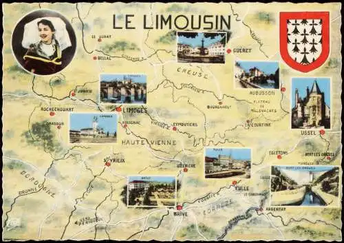 .Frankreich Frankreich Le Limousin France Stadtplan Ansichtskarte 1968