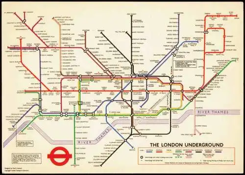 Postcard London Streckennetz Ansichtskarte Underground 1983