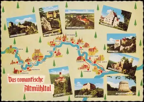 .Bayern Landkarten u. Mehrbild Ansichtskarte Naturpark Altmühltal 1965