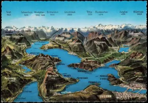 Ansichtskarte Luzern Lucerna Vierwaldstättersee Landkarten Ansichtskarte 1982