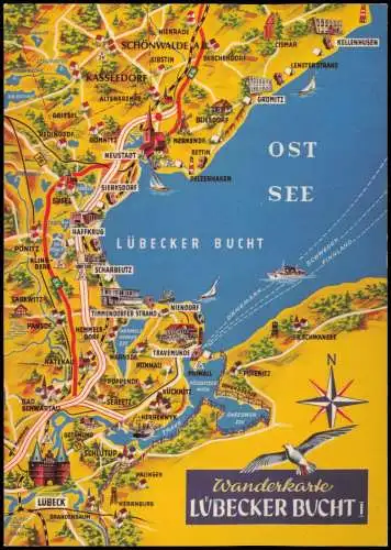 Schleswig Holstein Landkarten Ansichtskarte Lübecker Bucht I 1982