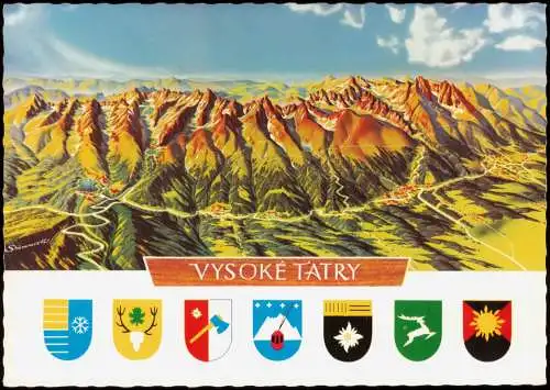 Postcard Vysoké Tatry Landkarten Ansichtskarte Gebirgsrelief 1979