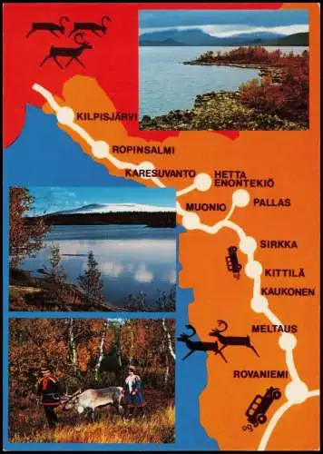 Postcard .Finnland Suomi Landkarten Ansichtskarte Umland Trachten 1979