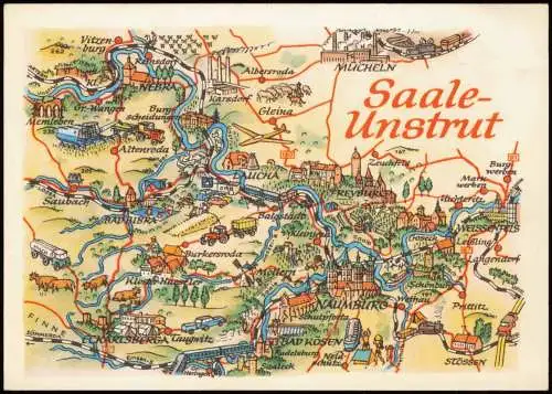 Ansichtskarte _Allgemein Landkarten Ansichtskarte DDR Saale - Unstrut 1976