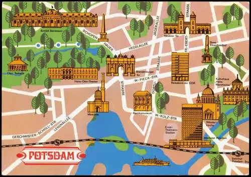 Ansichtskarte Potsdam Stadtplan Ansichtskarte 1984