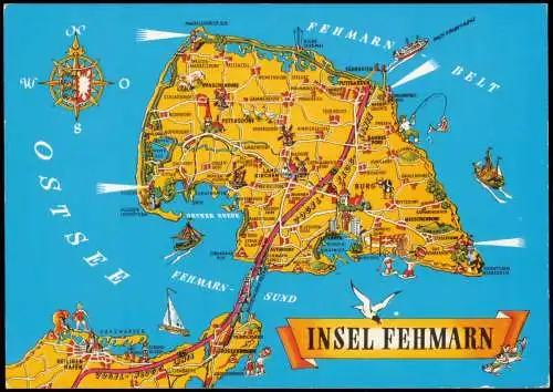 Ansichtskarte Fehmarn (Insel) Landkarten Ansichtskarte Künstlerkarte 1981