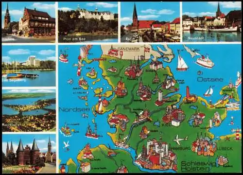 Schleswig Holstein Landkarten u. Mehrbild Itzehoe Eutin Segeberg 1981