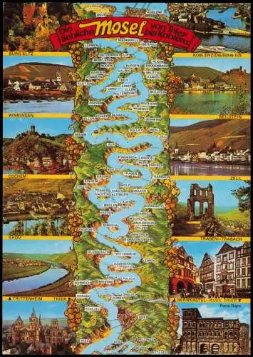 Ansichtskarte Trier Burg Eltz Koblenz Trittenheim Landkarte Mosel 1985