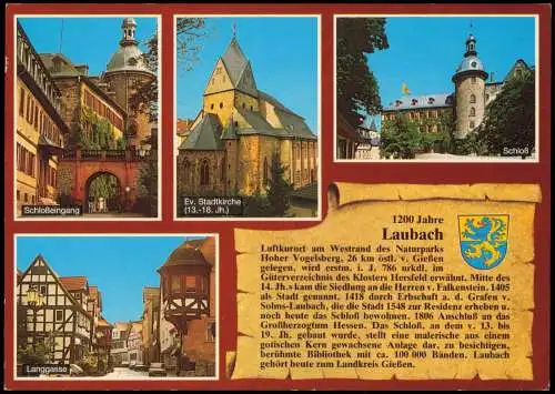 Ansichtskarte Laubach (Hessen) Stadtteilansichten - Chronikkarte 1986