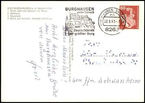 Ansichtskarte Burghausen Stadtteilansichten - Chronikkarte 1983