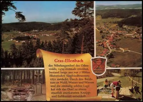 Ansichtskarte Gras-Ellenbach Ortsansichten - Chronikkarte 1986