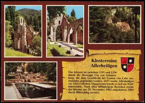 Ansichtskarte Oppenau Klosterruine Allerheiligen MB - Chronikkarte 1991