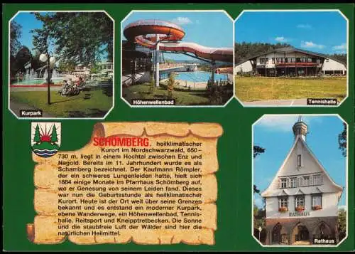 Schömberg (Schwarzwald) Mehrbild Tennishalle, Wellenbad - Chronikkarte 1986