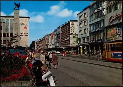 Ansichtskarte Karlsruhe Kaiserstraße - belebt 1979