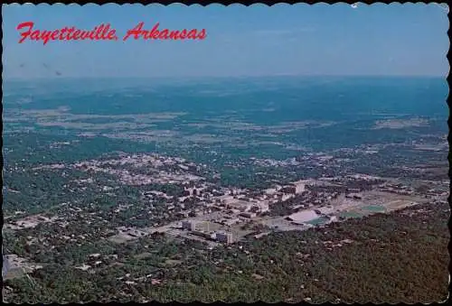 Postcard Fayetteville Arkansas Areal View Luftbild 1986  gel. US Airmail