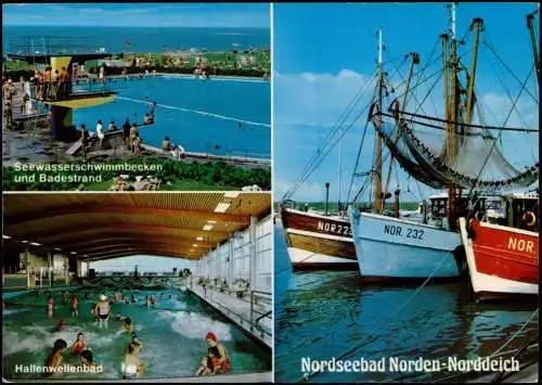 Norddeich-Norden Seewasserschwimmbecken Hallenwellenbad und Badestrand 1982