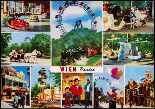 Ansichtskarte Prater-Wien Mehrbild Prater Kleinbahn Riesenrad Karusell 1991