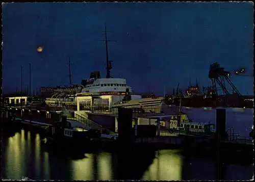 Ansichtskarte Hamburg Seebäderschiff Bunte Kuh bei Nacht 1963