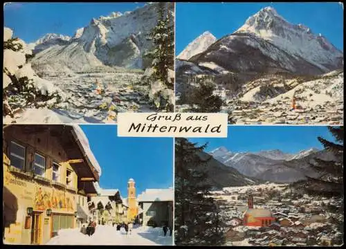 Ansichtskarte Mittenwald 4 Bild Winteransichten 1963