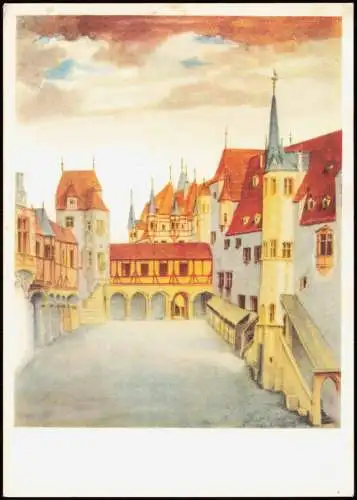 Künstlerkarte: Gemälde ALBRECHT DÜRER (1471-1528) Schloßhof in Innsbruck 1987