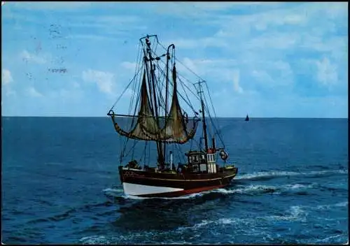 Ansichtskarte  Fischerboot auf hoher See 1981