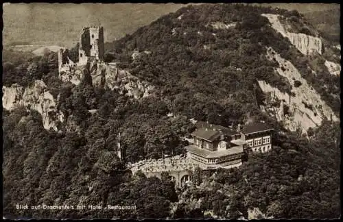 Ansichtskarte Königswinter Luftbild Drachenfels mit Hotel Restaurant 1958