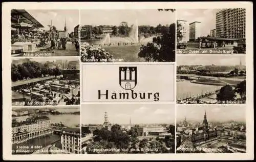 Ansichtskarte Hamburg Grindelberg, ZOB Busbahnhof uvm 1956