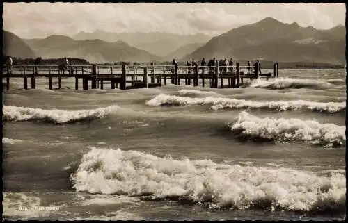 Ansichtskarte Chiemsee Chiemsee (See) Bootsanaleger Wellen 1956