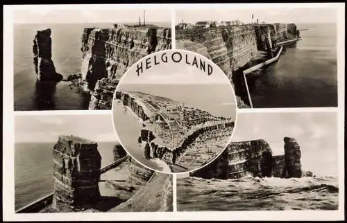 Ansichtskarte Helgoland (Insel) 5 Bild Felsen und Luftbild 1956