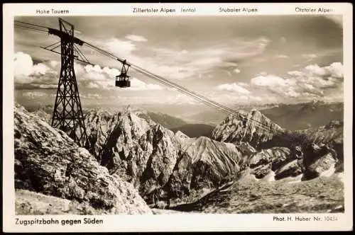 Garmisch-Partenkirchen Bayrische Zugspitzbahn (Schwebebahn) Alpenpanorama 1954