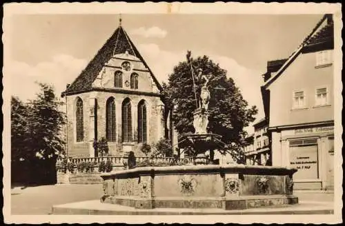 Ansichtskarte Arnstadt Markt Hopfenbrunnen Geschäft 1956