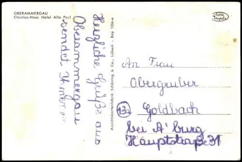 Ansichtskarte Oberammergau Hotel Gasthof Alte Post 1958