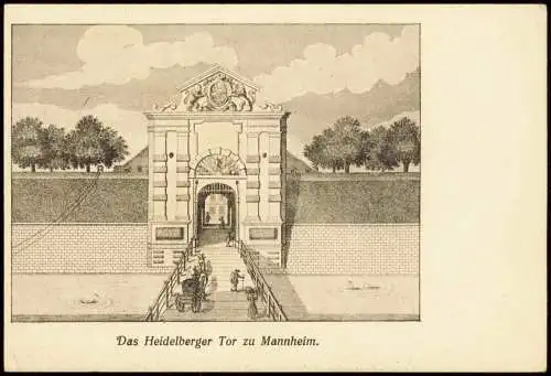 Ansichtskarte Mannheim Das Heidelberger Tor - Künstlerkarte 1870/1920