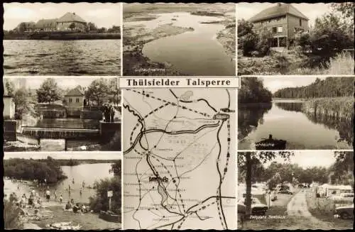 Ansichtskarte Thülsfelder Talsperre MB: Talsperre, Hotel, Zeltplatz 1966