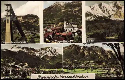 Garmisch-Partenkirchen Eibsee, Sprungschanze uvm Colorfoto AK 1989